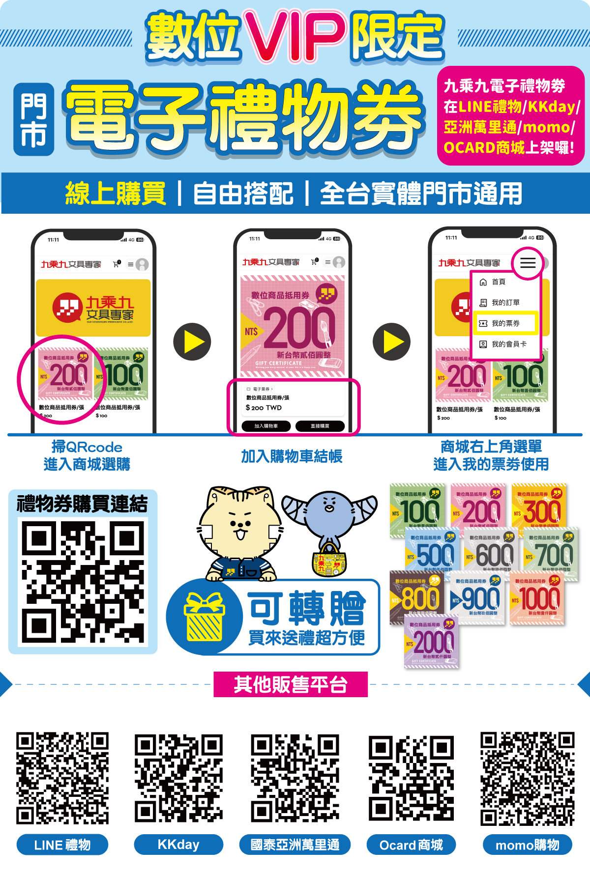 九乘九電子禮物劵購買說明