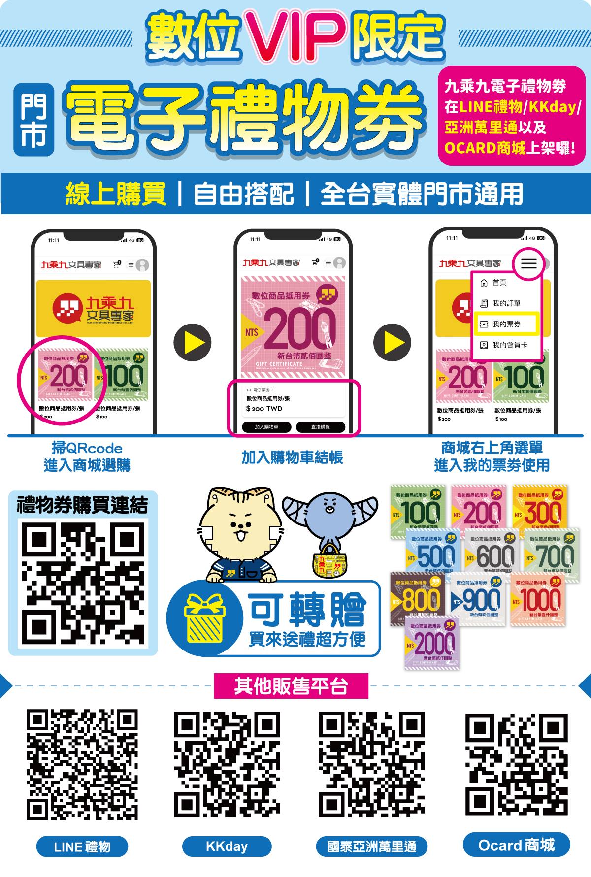 九乘九電子禮物劵購買說明