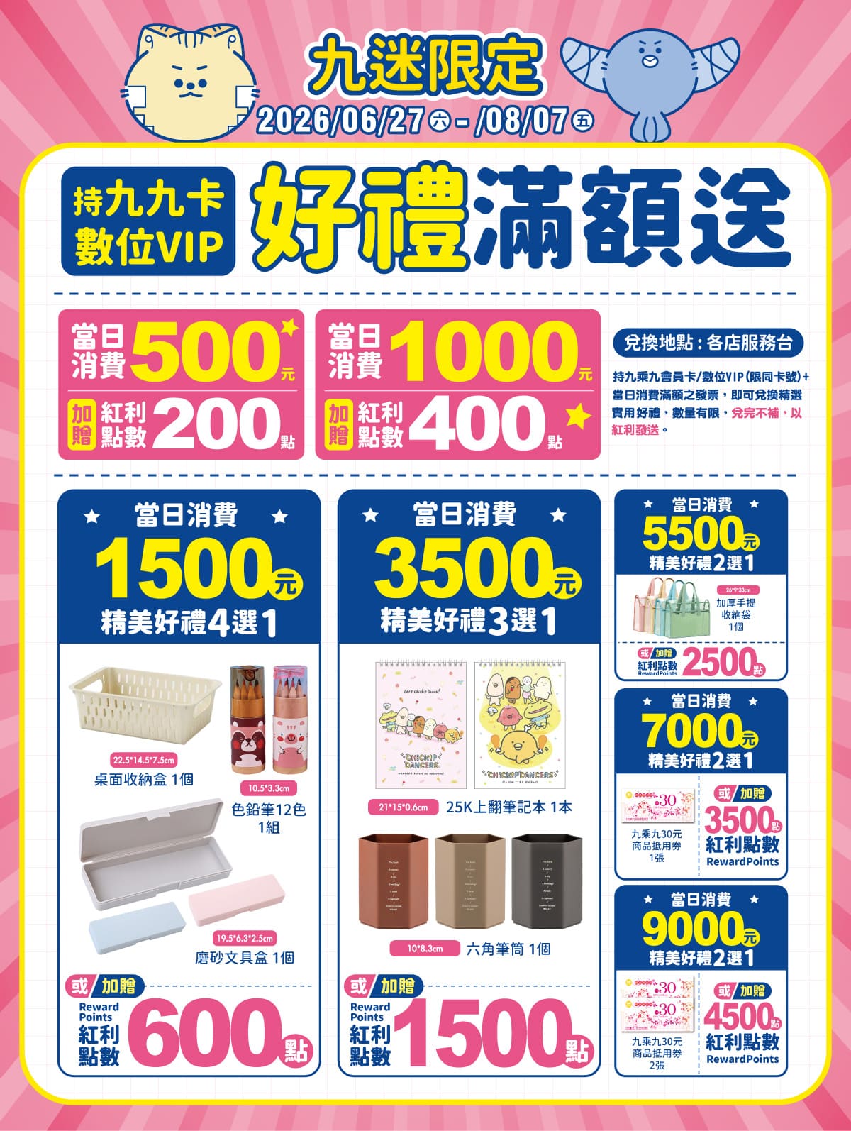 九九卡&數位VIP限定滿額送
